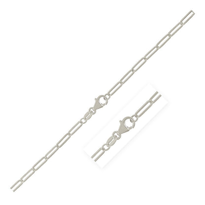 Sterling Silver Rhodium Plated Paperclip Chain (2.5 mm) Bids.com