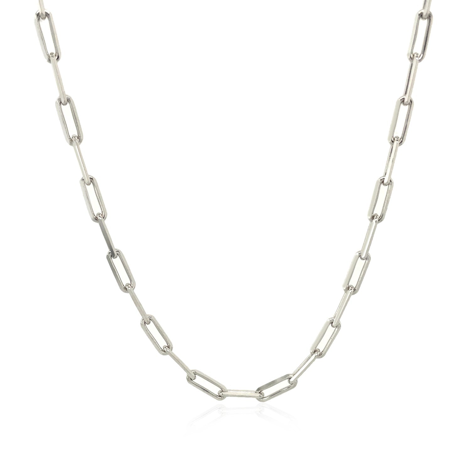 Sterling Silver Rhodium Plated Paperclip Chain (2.5 mm) Bids.com