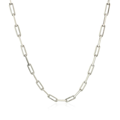 Sterling Silver Rhodium Plated Paperclip Chain (2.5 mm) Bids.com