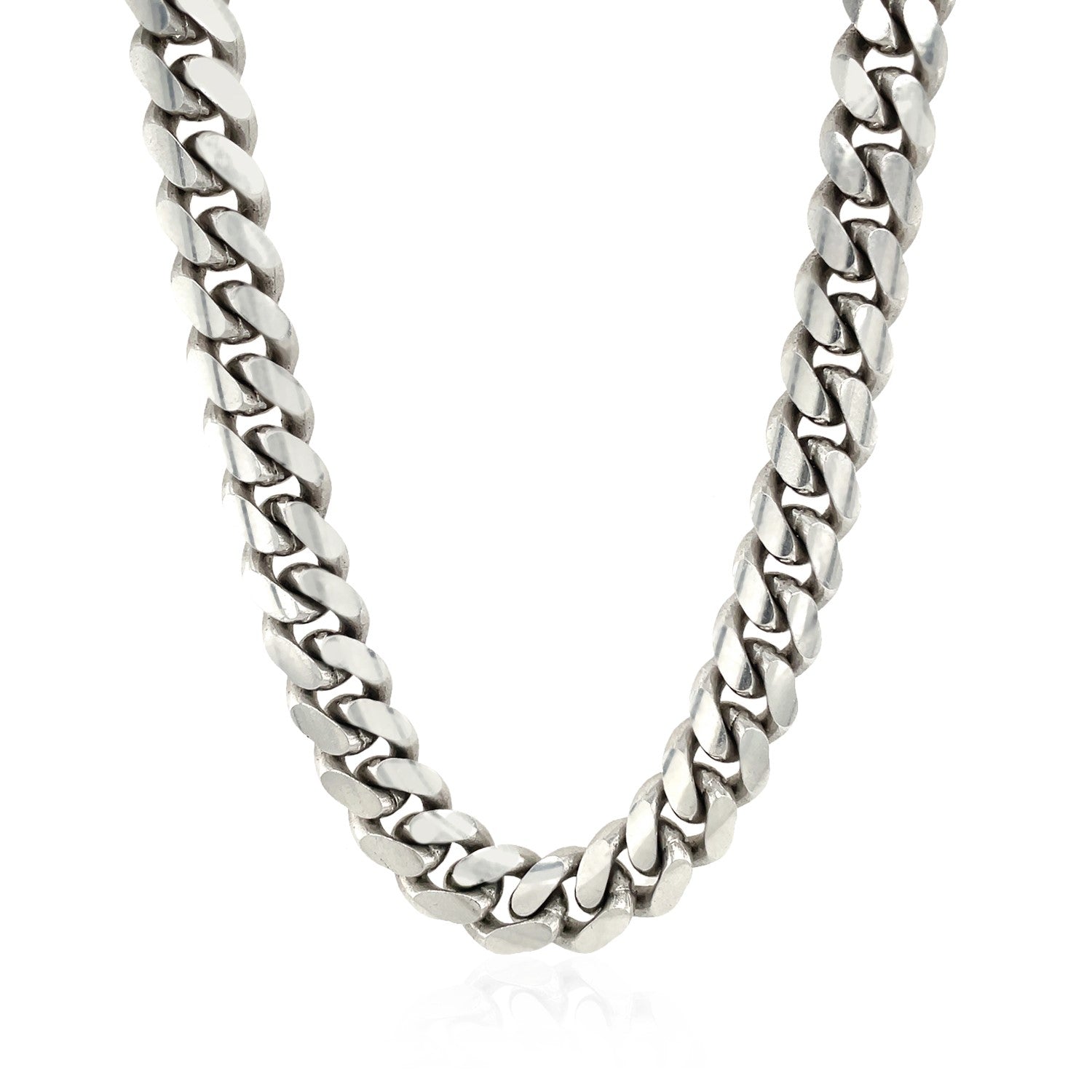 Sterling Silver Rhodium Plated Miami Cuban Chain 9.8mm Bids.com