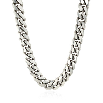 Sterling Silver Rhodium Plated Miami Cuban Chain 9.8mm Bids.com