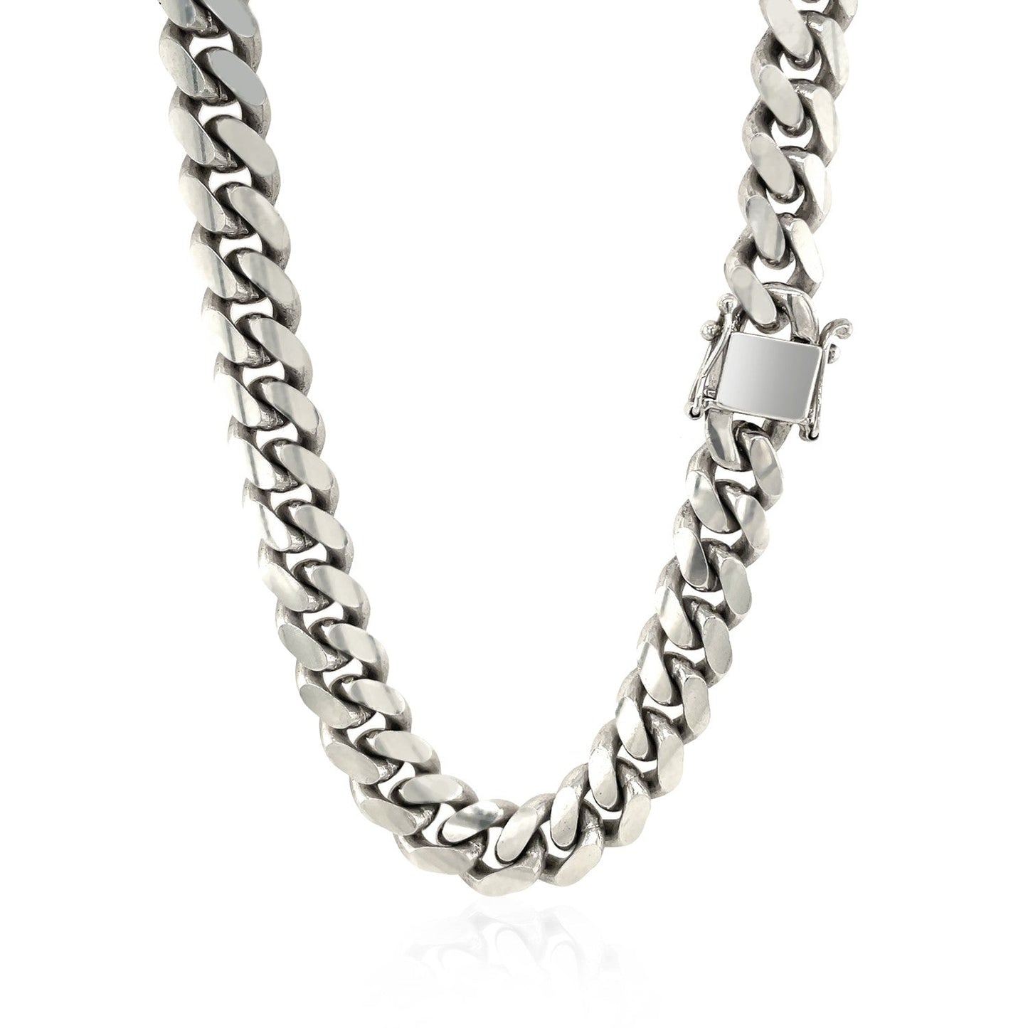 Sterling Silver Rhodium Plated Miami Cuban Chain 9.8mm Bids.com