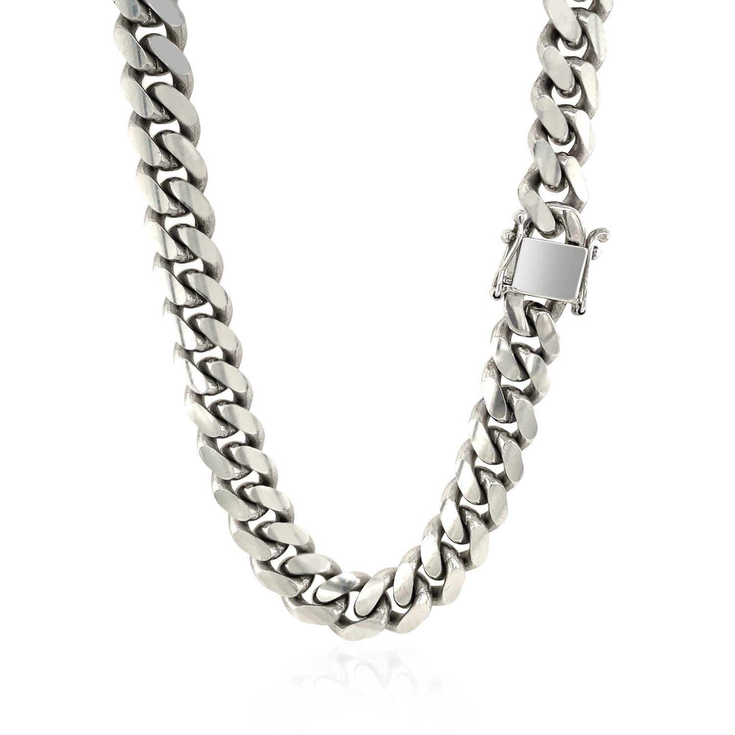 Sterling Silver Rhodium Plated Miami Cuban Chain 9.8mm Bids.com