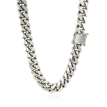 Sterling Silver Rhodium Plated Miami Cuban Chain 9.8mm Bids.com