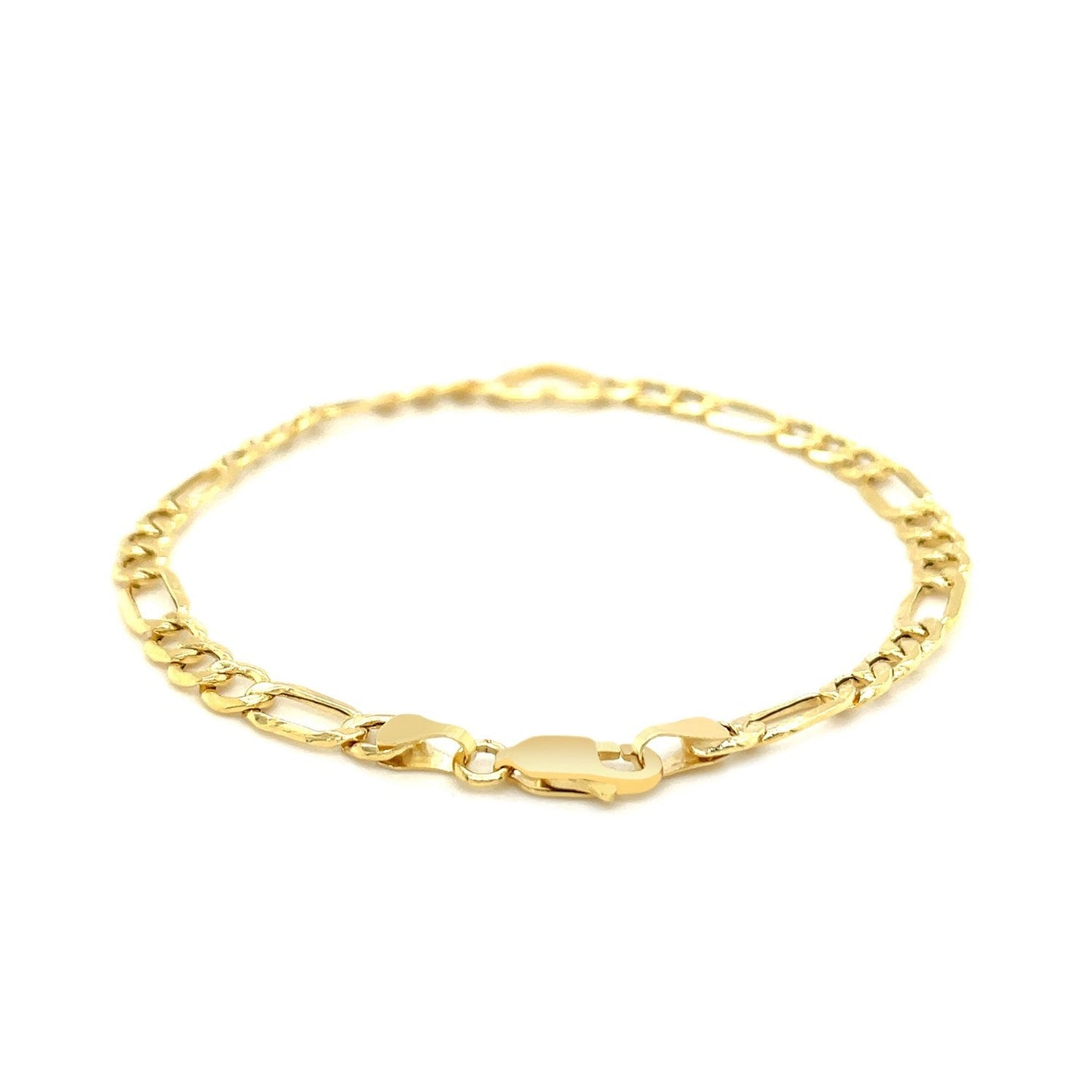 14k Yellow Gold 7 inch Figaro Chain Bracelet with Heart Bids.com