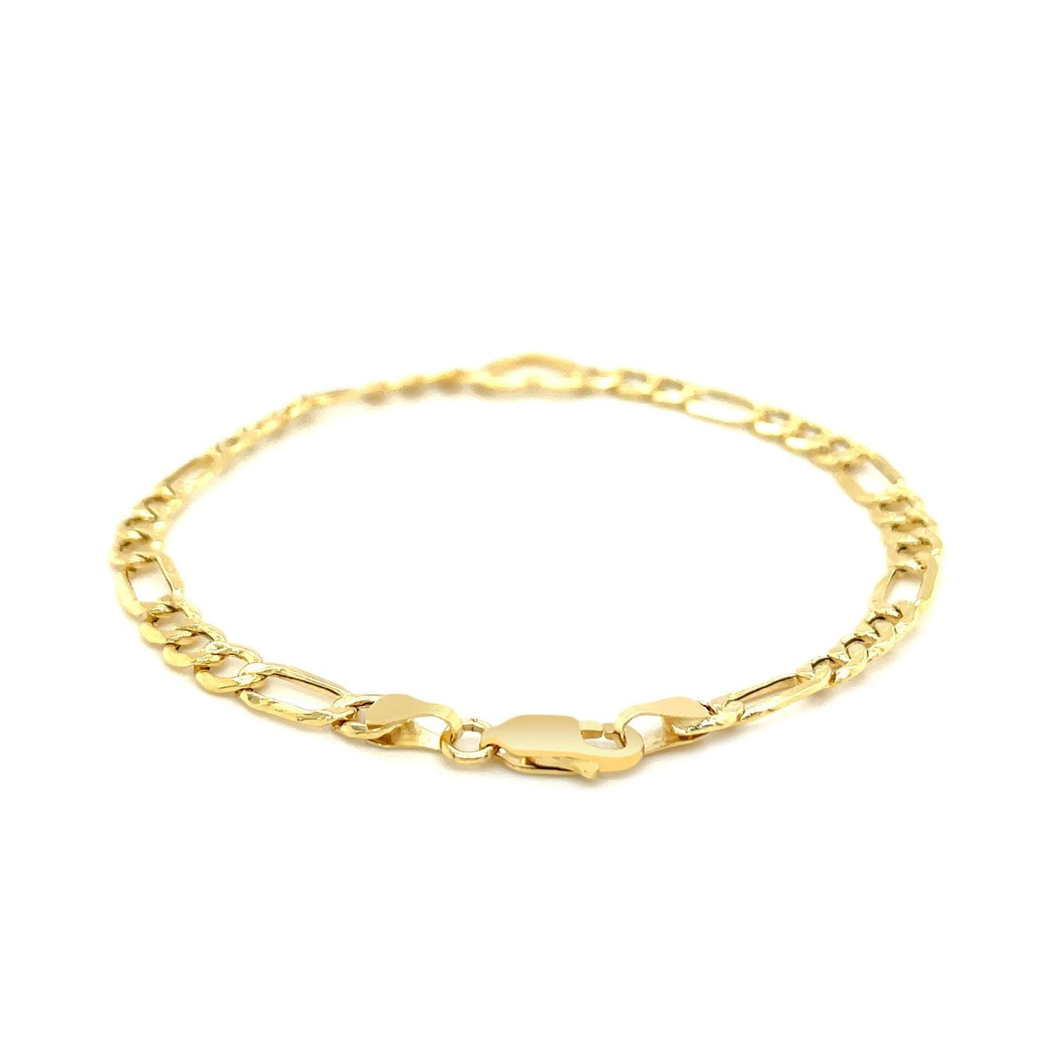 14k Yellow Gold 7 inch Figaro Chain Bracelet with Heart Bids.com
