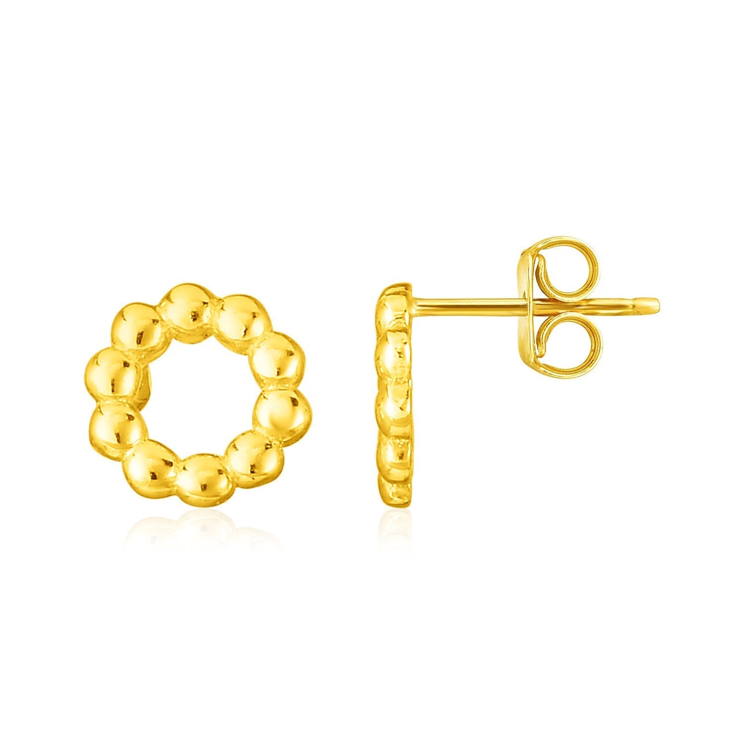 14K Yellow Gold Beaded Circle Earrings Bids.com