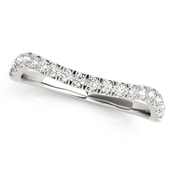 14k White Gold Curved Design Diamond Wedding Band (1/4 cttw) Bids.com