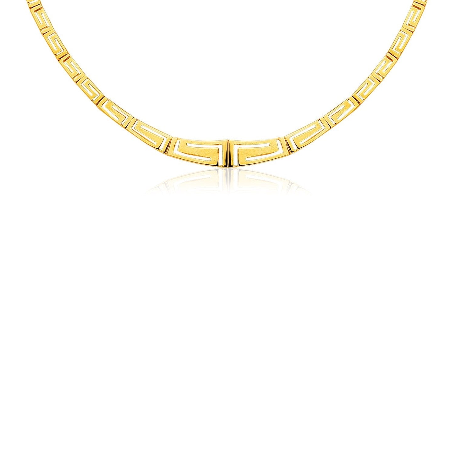 14K Yellow Gold Necklace with Graduated Greek Meander Motif Links Bids.com