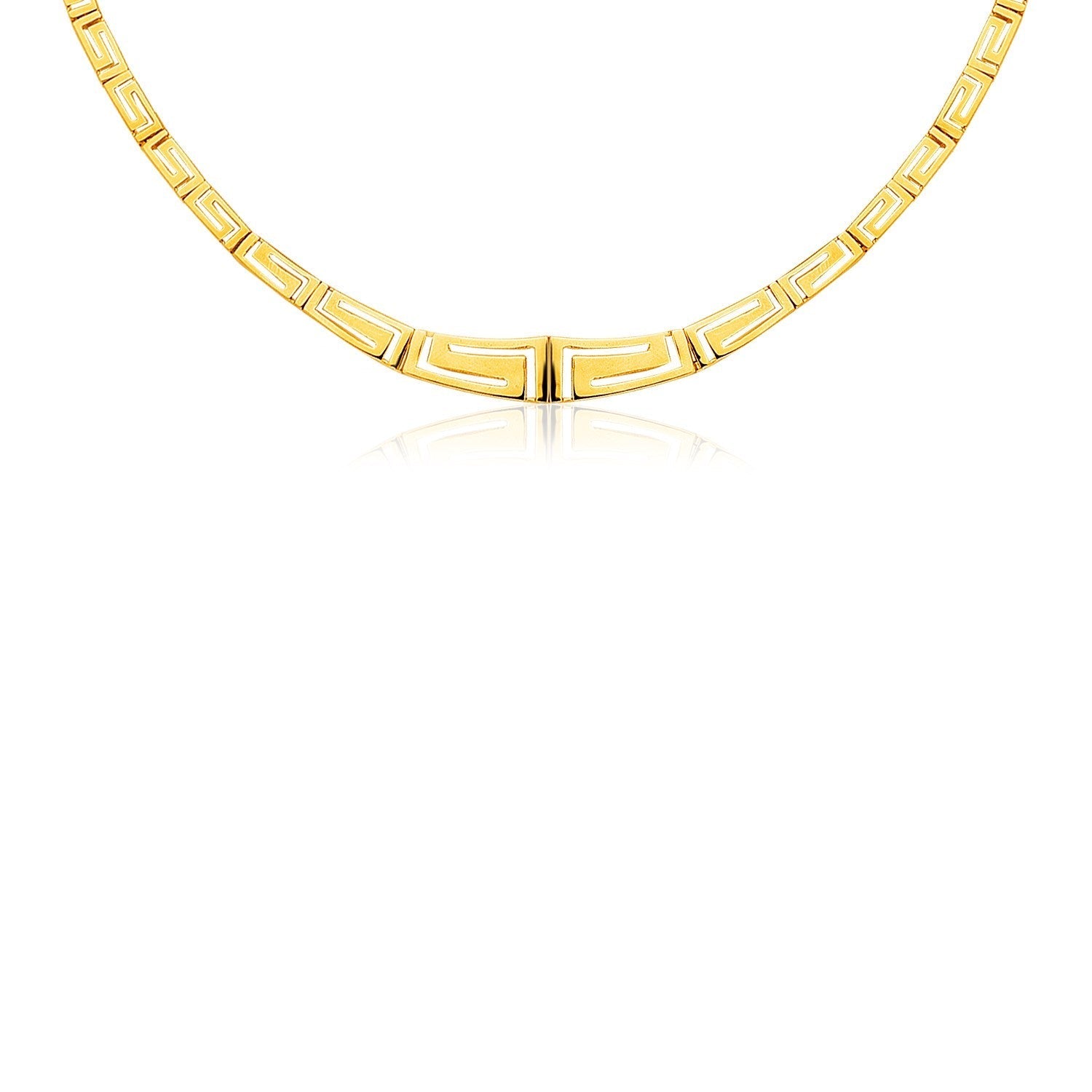14K Yellow Gold Necklace with Graduated Greek Meander Motif Links Bids.com