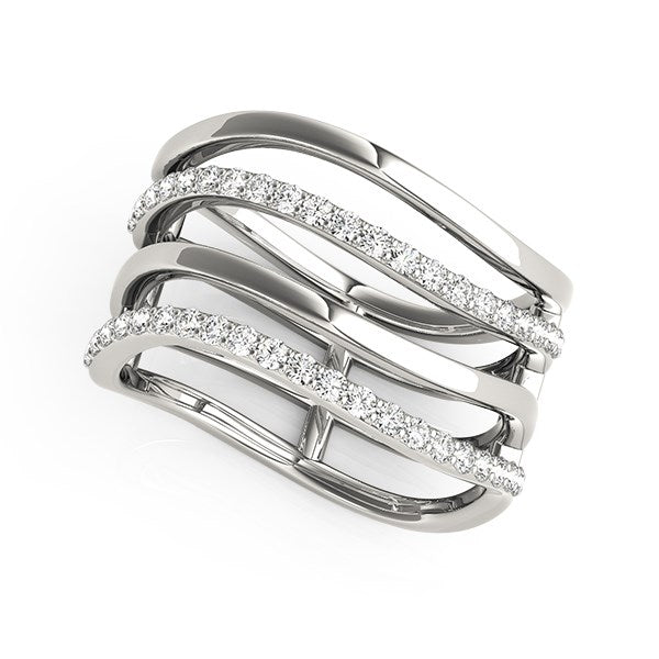 14k White Gold Multiple Band Design Ring with Diamonds (3/8 cttw) Bids.com