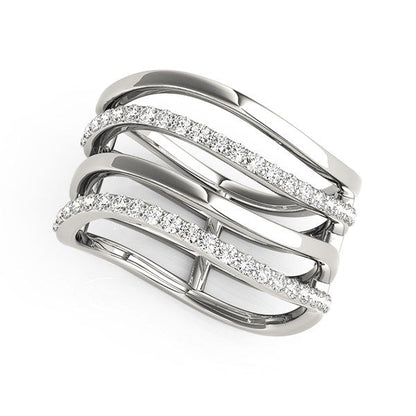 14k White Gold Multiple Band Design Ring with Diamonds (3/8 cttw) Bids.com