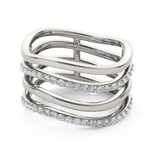 14k White Gold Multiple Band Design Ring with Diamonds (3/8 cttw) Bids.com