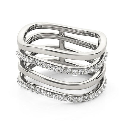 14k White Gold Multiple Band Design Ring with Diamonds (3/8 cttw) Bids.com