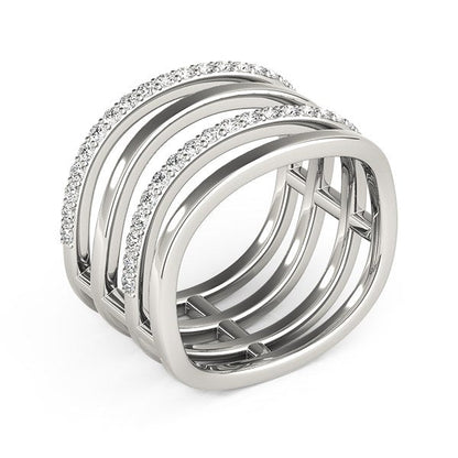 14k White Gold Multiple Band Design Ring with Diamonds (3/8 cttw) Bids.com