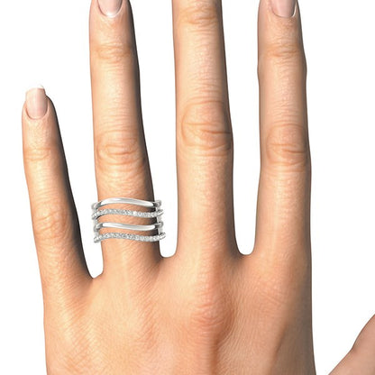 14k White Gold Multiple Band Design Ring with Diamonds (3/8 cttw) Bids.com