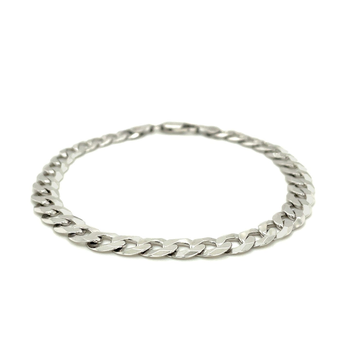 Rhodium Plated 7.2mm Sterling Silver Curb Style Bracelet Bids.com