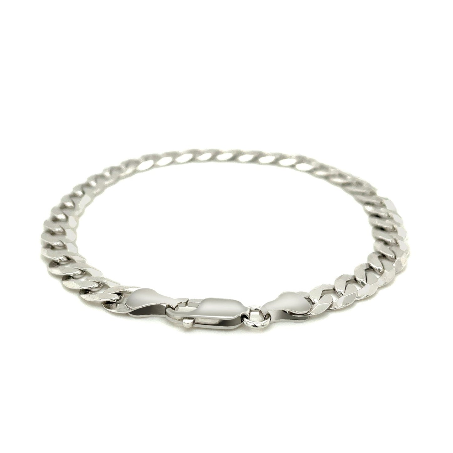 Rhodium Plated 7.2mm Sterling Silver Curb Style Bracelet Bids.com
