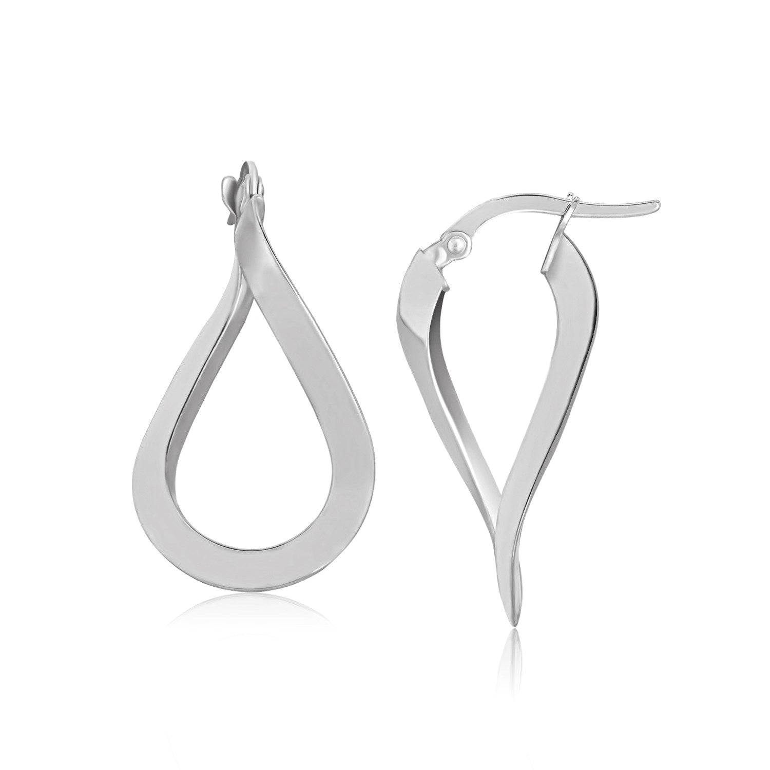 14k White Gold Twisted Freeform Hoop Earrings Bids.com