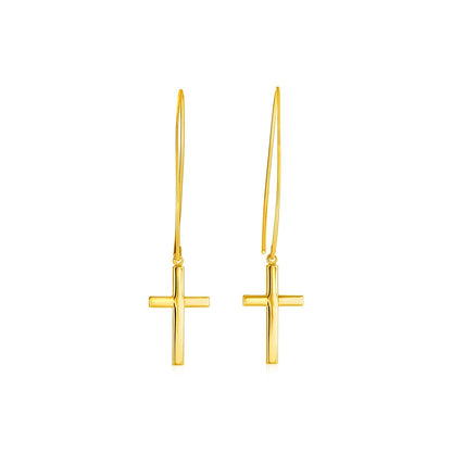 14k Yellow Gold Dangle Cross Earrings Bids.com