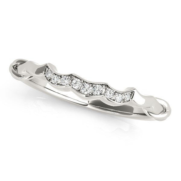 14k White Gold Scallop Wedding Band (1/20 cttw) Bids.com