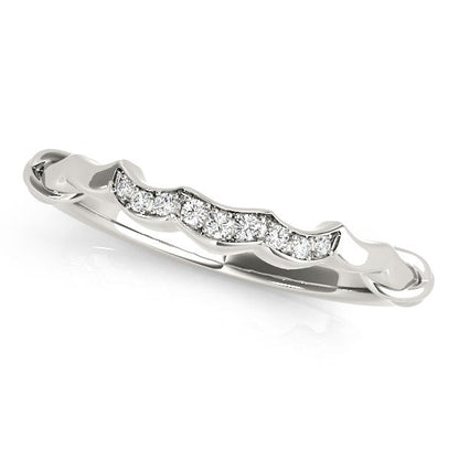 14k White Gold Scallop Wedding Band (1/20 cttw) Bids.com