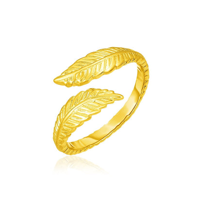 14k Yellow Gold Bypass Style Toe Ring with Leaves Bids.com