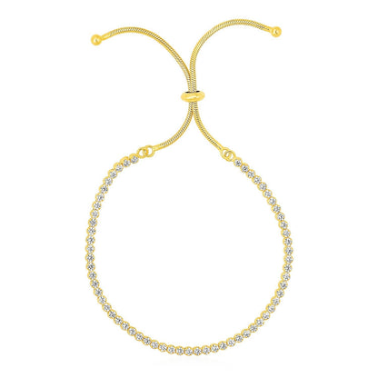 Adjustable Tennis Style Bracelet with Cubic Zirconia in Sterling Silver Bids.com