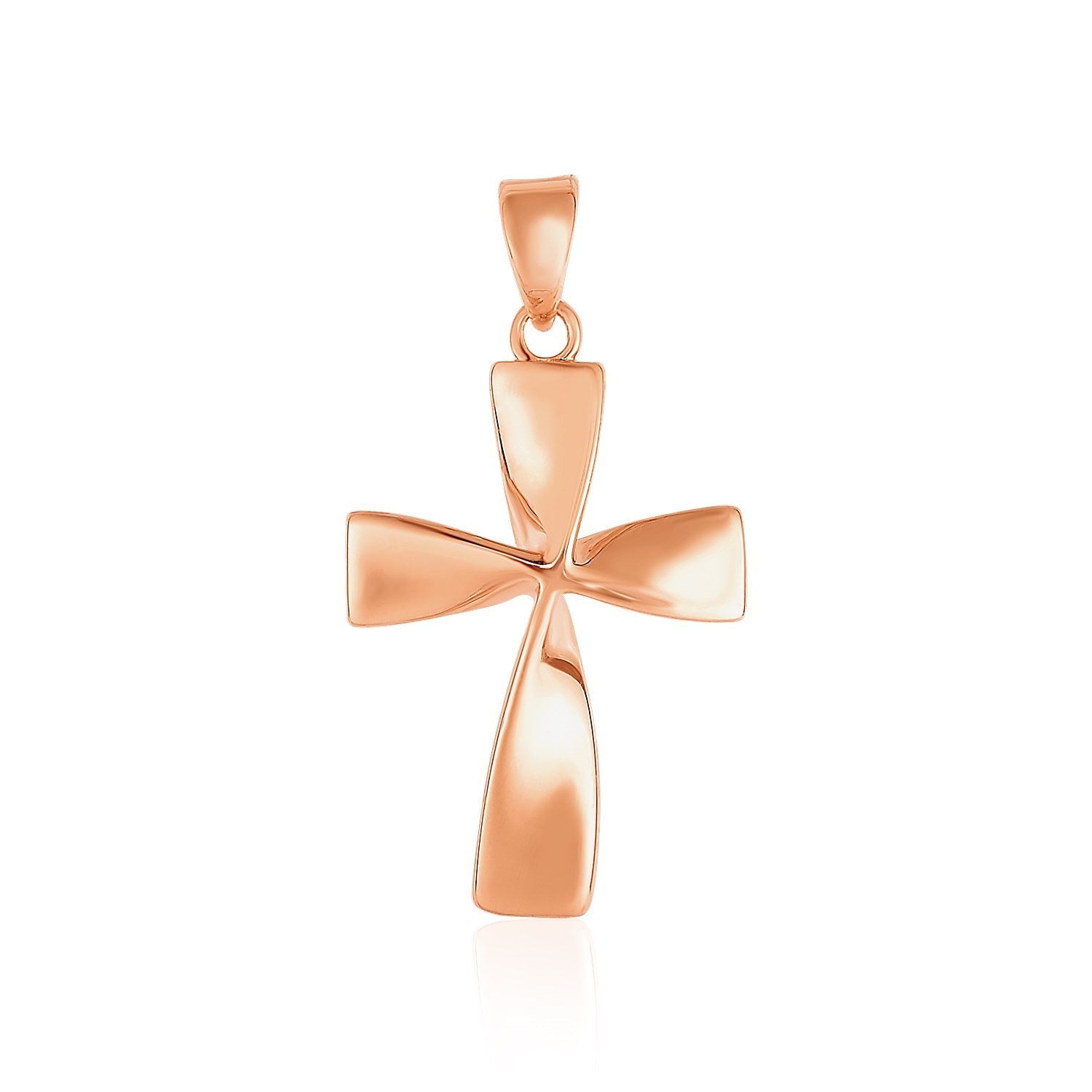 Flat Twisted Cross Pendant in 14k Rose Gold Bids.com