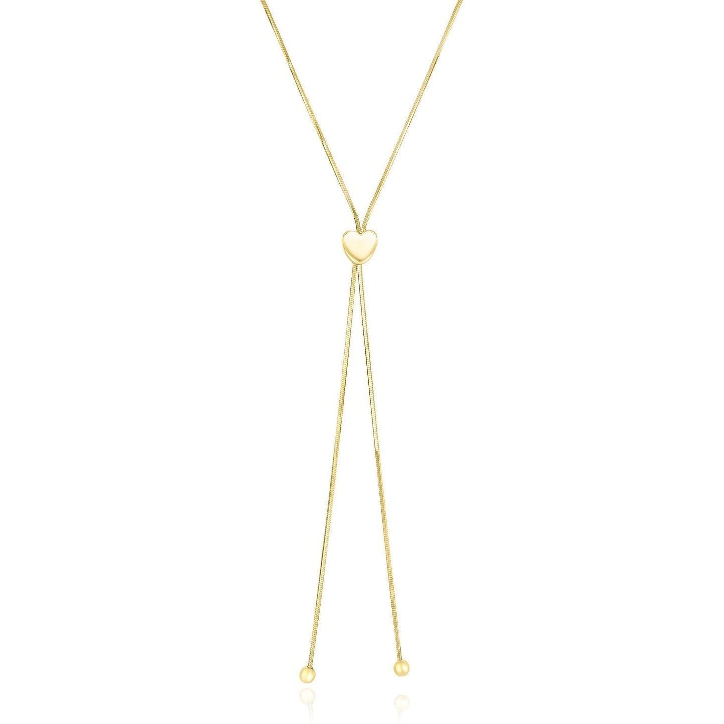 14k Yellow Gold Adjustable Heart Style Lariat Necklace Bids.com