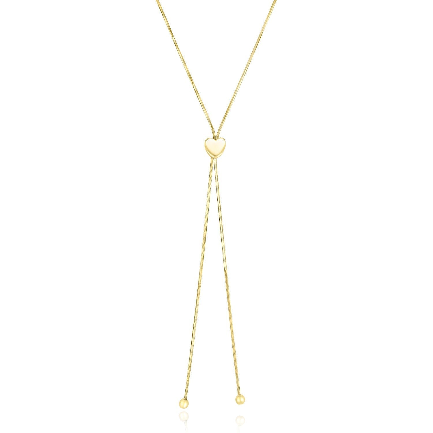 14k Yellow Gold Adjustable Heart Style Lariat Necklace Bids.com