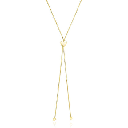 14k Yellow Gold Adjustable Heart Style Lariat Necklace Bids.com