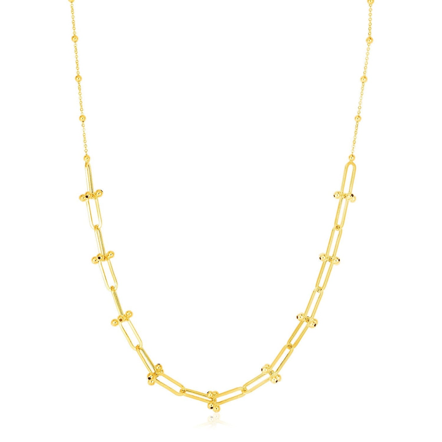 14k Yellow Gold Beaded U Link Chain Necklace Bids.com
