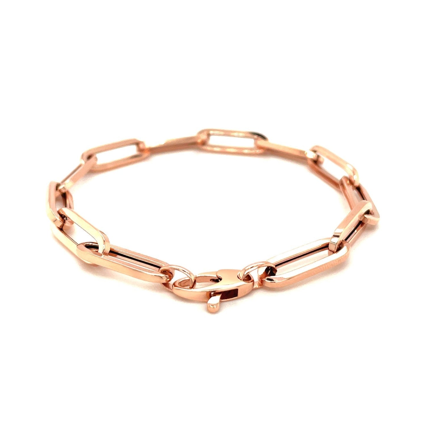 14K Rose Gold Extra Wide Paperclip Chain Bracelet Bids.com