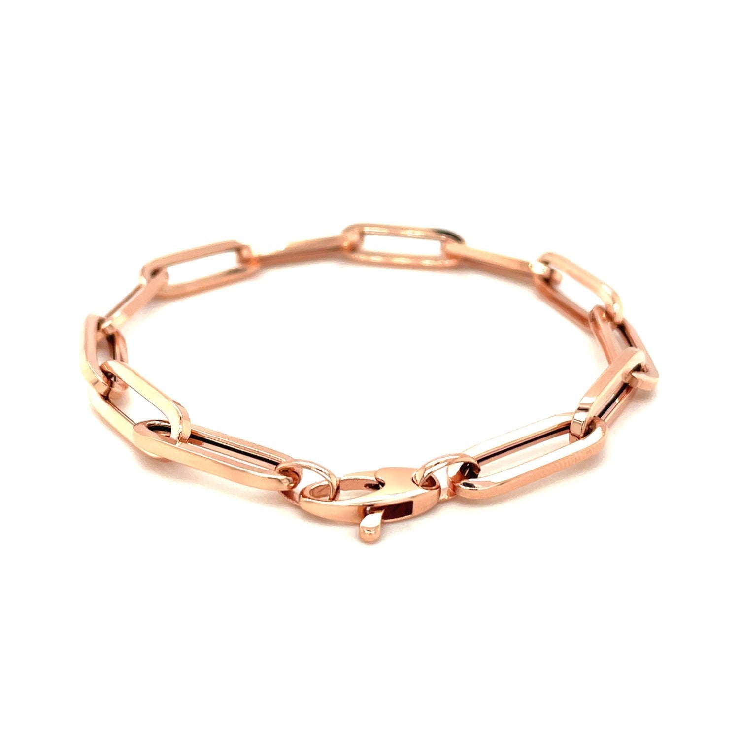 14K Rose Gold Extra Wide Paperclip Chain Bracelet Bids.com
