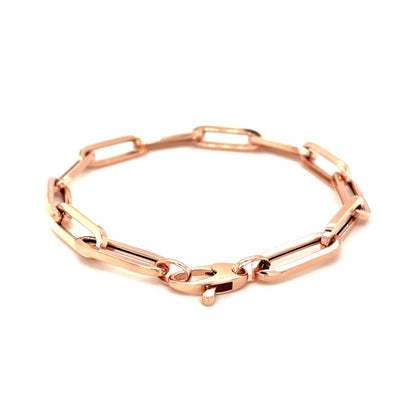 14K Rose Gold Extra Wide Paperclip Chain Bracelet Bids.com