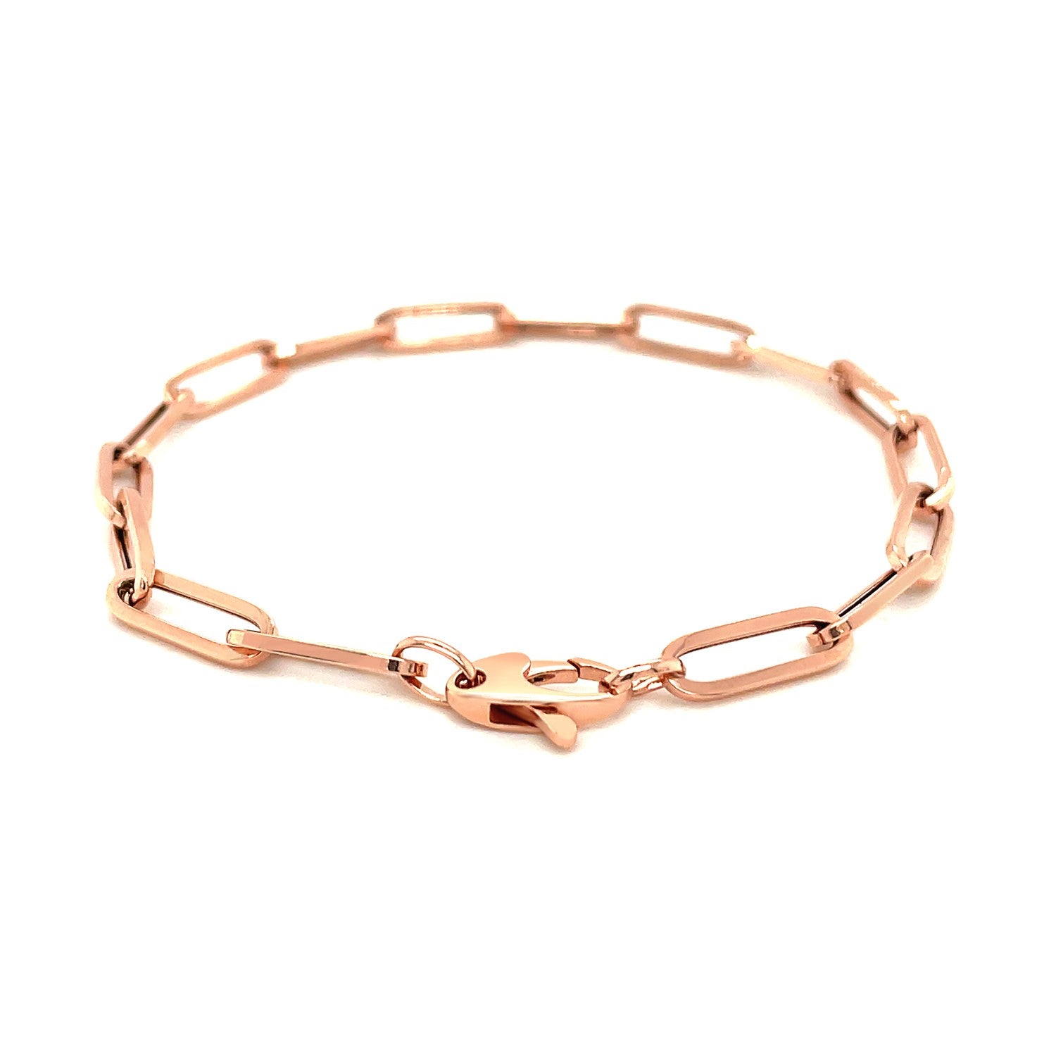 14K Rose Gold Extra Wide Paperclip Chain Bracelet Bids.com
