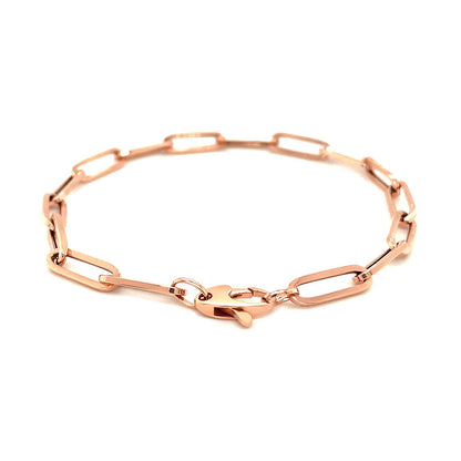 14K Rose Gold Extra Wide Paperclip Chain Bracelet Bids.com