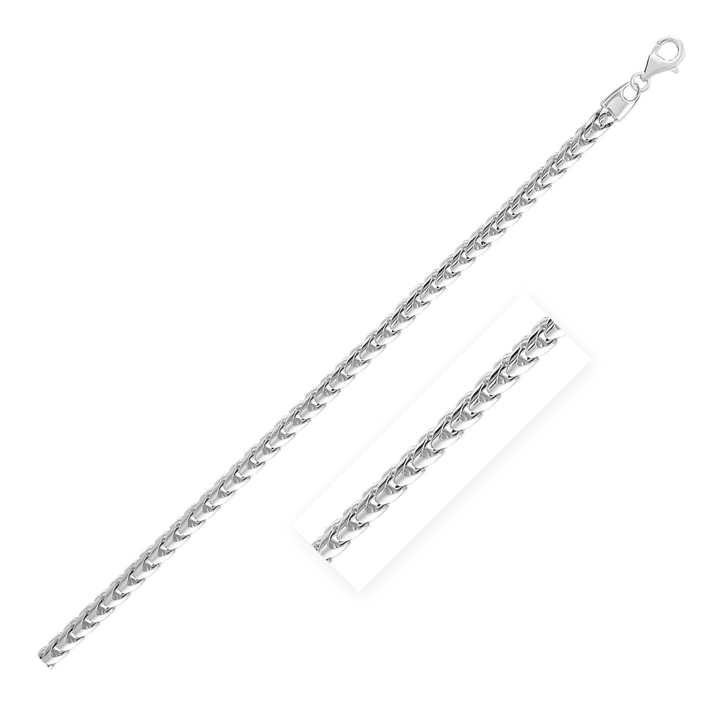 Sterling Silver Rhodium Plated Round Franco Chain 4.6mm Bids.com
