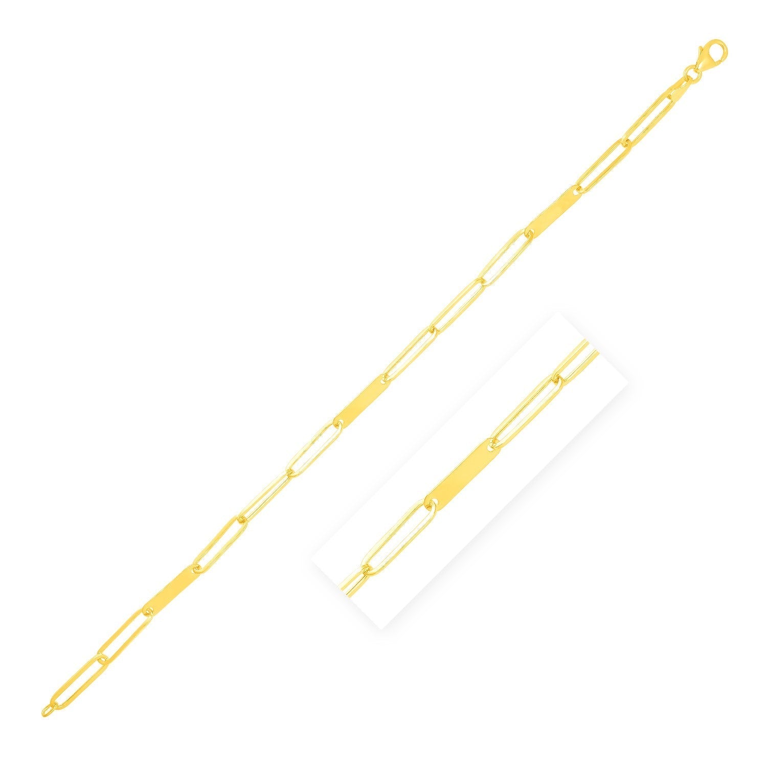 14k Yellow Gold 7 inch Alternating Paperclip Chain Link and Gold Bar Bracelet Bids.com