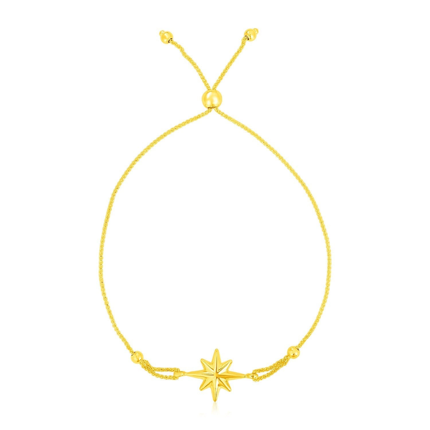 14k Yellow Gold Adjustable Bracelet with Star Bids.com