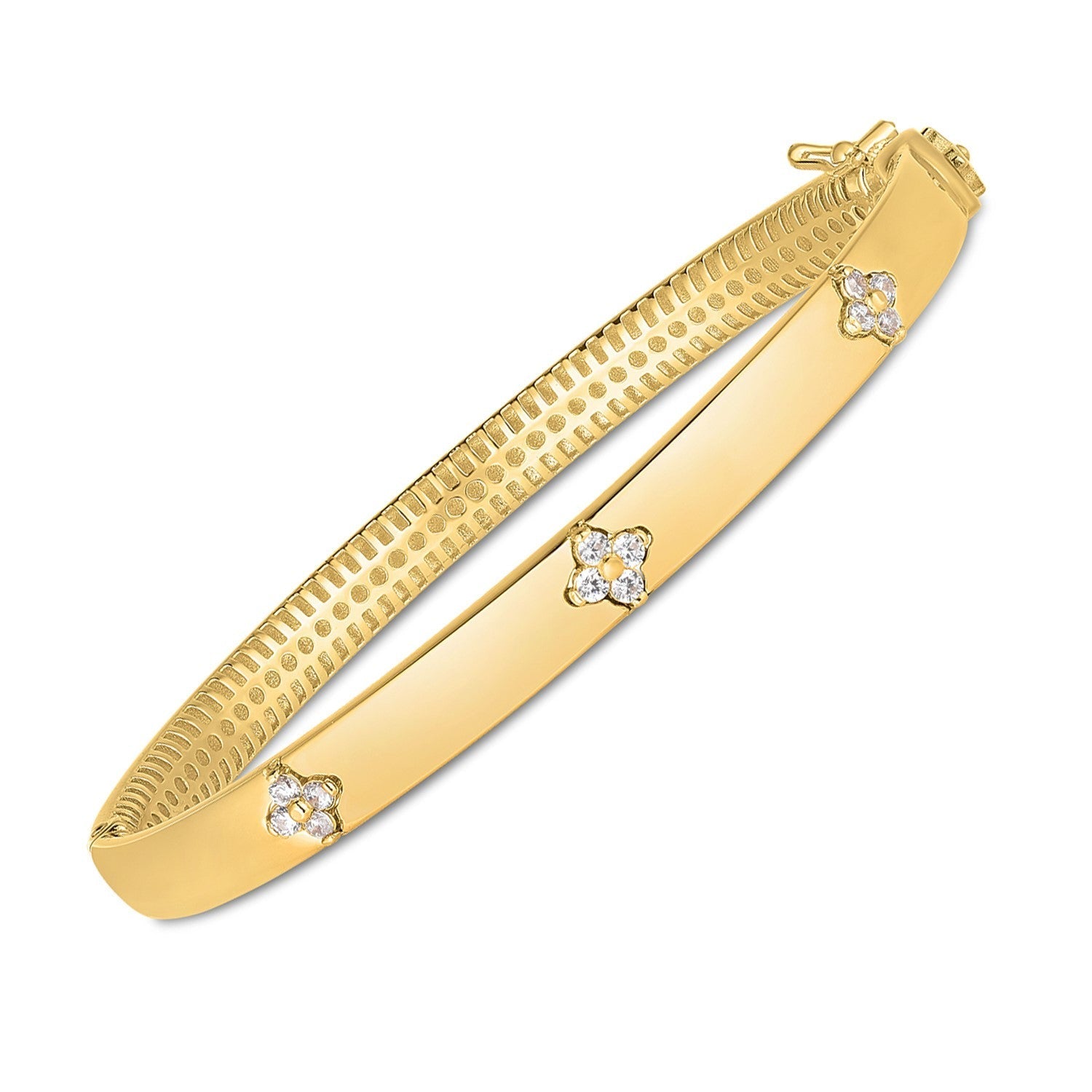 14k Yellow Gold Trilogy Diamond Bangle (5.40 mm) Bids.com