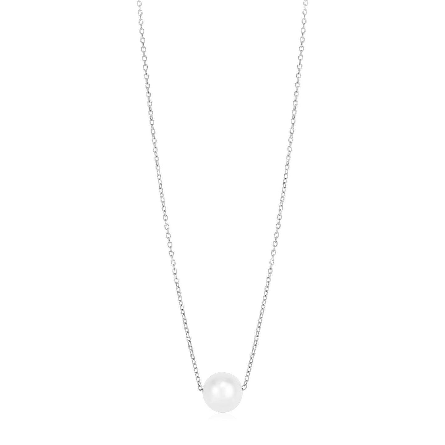 14k White Gold Pearl Solitaire Necklace Bids.com
