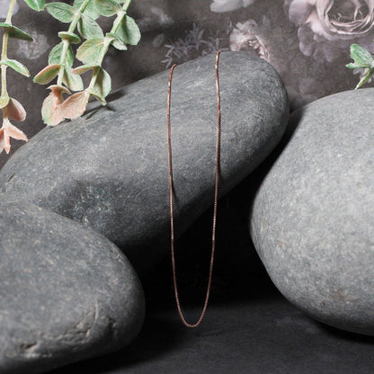 14k Rose Gold Classic Box Chain 0.4mm Bids.com