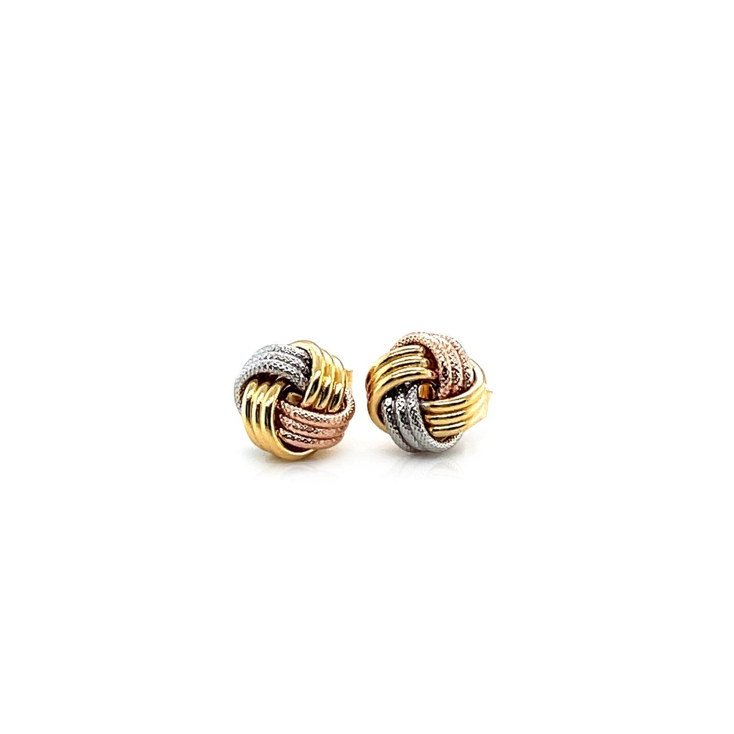 Love Knot Post Earrings in 14k Tri Color Gold Bids.com