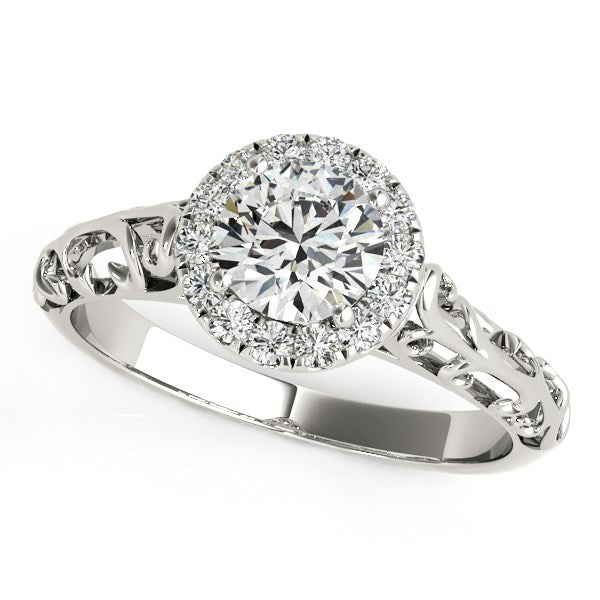 14k White Gold Halo Antique Style Round Diamond Engagement Ring (5/8 cttw) Bids.com