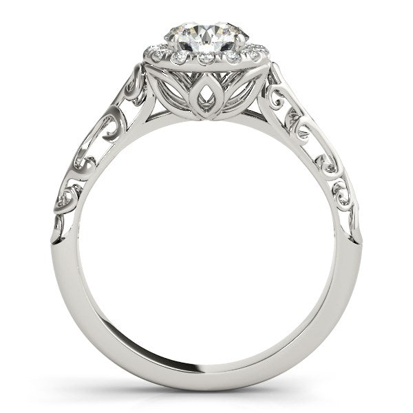 14k White Gold Halo Antique Style Round Diamond Engagement Ring (5/8 cttw) Bids.com