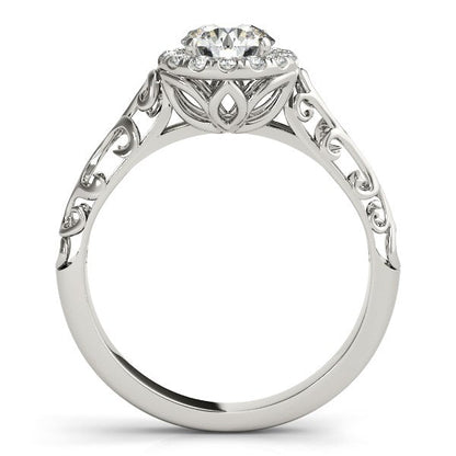 14k White Gold Halo Antique Style Round Diamond Engagement Ring (5/8 cttw) Bids.com