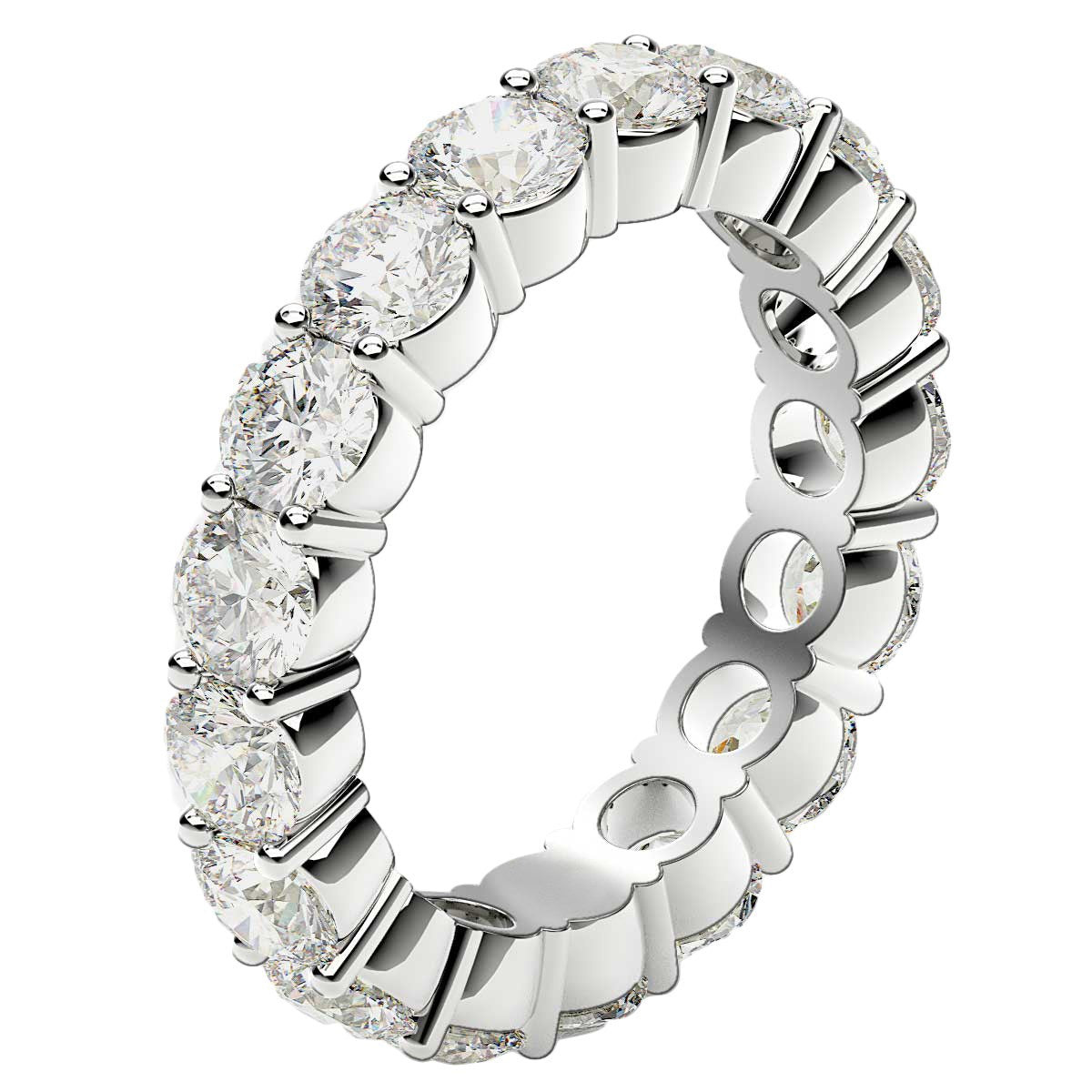 Round Cut Lab Grown Diamond Eternity Ring in 14k White Gold (3 cttw FG/VS2) Bids.com