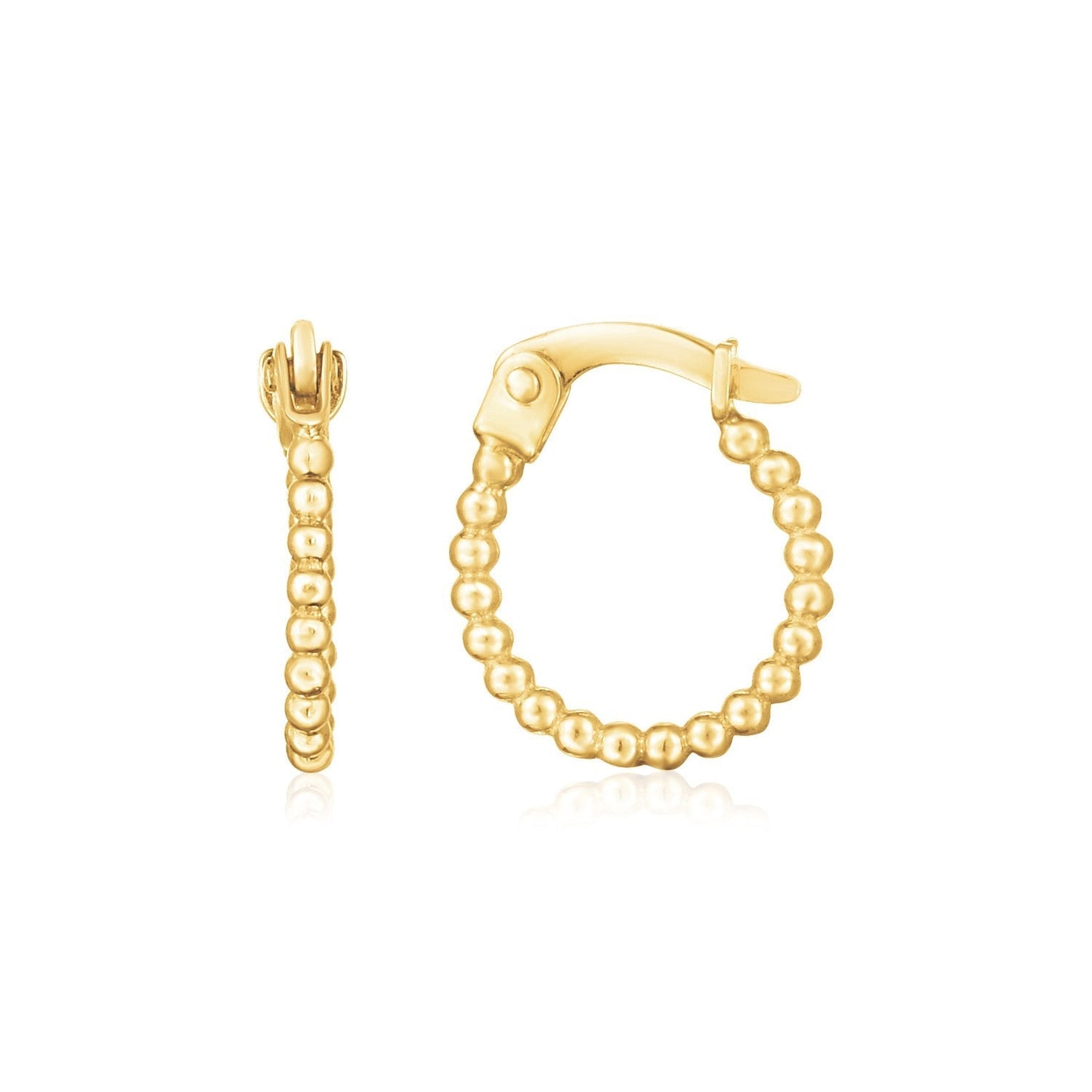 14K Yellow Gold Bead Hinged Hoop Earrings Bids.com
